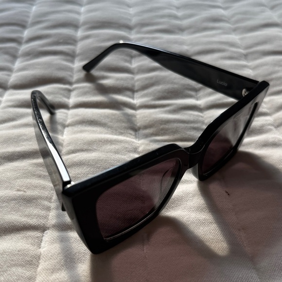 Lu Goldie ‘Lucia’ Cat Eye Black Sunglasses with White Case and Pouch main image 4